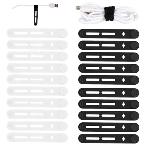 Giantree 20 Pcs Reusable Cable Ties, Silicone Adjustable Cord Organizer
