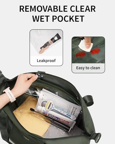 ECOHUB Ryanair Cabin Bags 40x30x20, 24L Underseat Hand Luggage Bag, Foldable Carry On Bag with Removable Wet Pocket, Water-Resistant Overnight Hospital Weekend Bag for Women, Green (Patent Pending) — view 3
