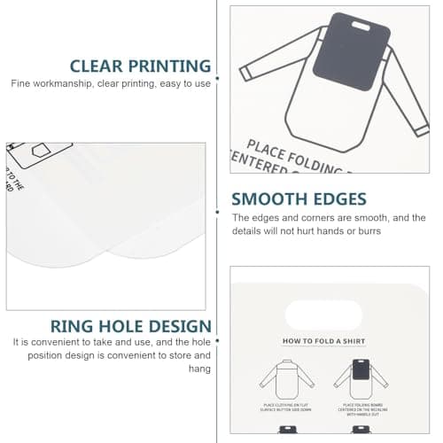 ifundom Shirt Folding Board T-shirt Board, PP Clothes Folder for Home Use, Closet Organization & Travel Packing, 2 Pack White 12 × 10 × 0.04 in — view 3