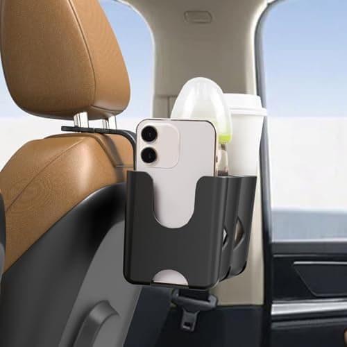 Back Seat for Car, Food Tray with High Load Capacity, with Bottle Holder for Headrest, for Drinks, Smartphone, Keys, Headphones, Travel, Road Trip — view 2