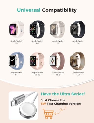 2026 Upgraded iWatch Charger Compatible with Apple Watch Charger USB Magnetic Charging Cable Portable Fast Accessories for iWatch Ultra/SE/Series 9/8/7/6/5/4/3/2/1(1m) — view 4