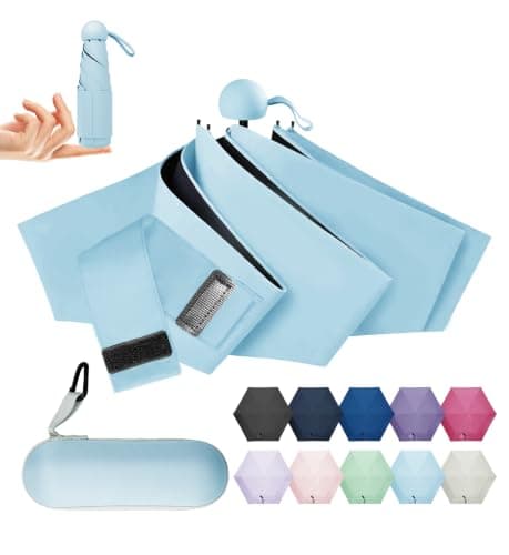 LILAC Mini Compact Umbrella, Lightweight Folding Parasol UPF 100 Rain Gear
