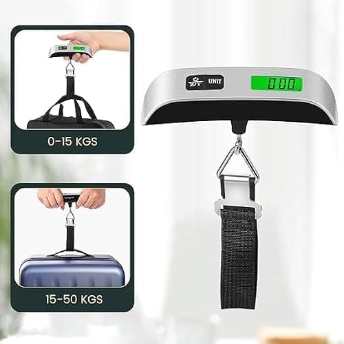 Digital Luggage Scale with Temperature Sensor – 110lb/50kg Capacity, Backlit LCD, Tare Function, Lightweight & Portable - Black — view 3