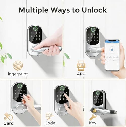 Smart Door Lock, Fingerprint Door Lock, 12-in-1(Fingerprint/passcode/APP/IC Card/Key) Password Bluetooth Smart Locks,Biometric Electronic Smart Lock for Home, Office, Hotel Office, Apartment — view 4