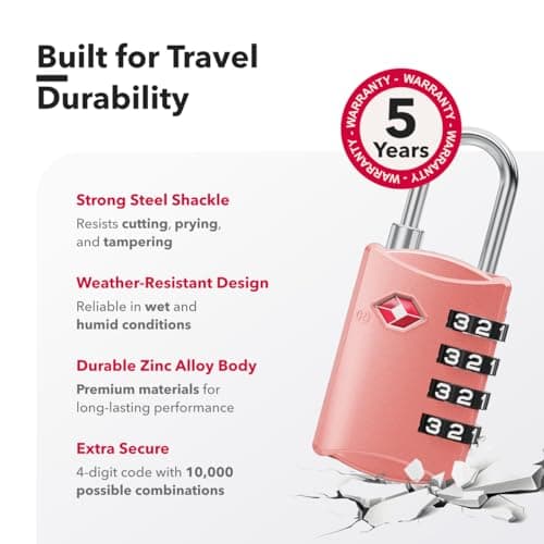 NovLock Suitcase Padlocks, TSA Approved Luggage Locks, Travel Padlocks — view 6