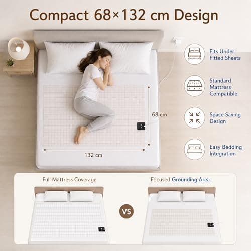 Grounding Bed Sheet 68×132 cm | Earthing Sheet with 10% Premium Silver Fibre & Soft Cotton | Grounding Mat for Bed with UK Plug & Grounding Cable | Grounding Sheets UK — view 3