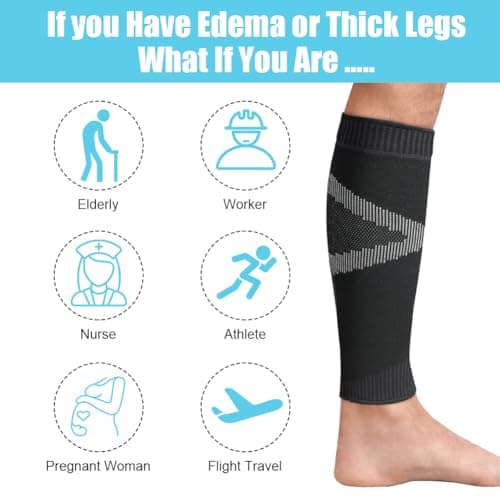 ACWOO Calf Support Compression Sleeves for Women Men, 1 Pair 23-32mmHg Class 2 Shin Splints Brace Support for Torn Muscle Pain Relief, Cramps, Sprains, Footless Leg Socks for Running Sports Flight — view 6