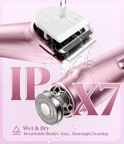 Lady Shavers for Women, 2-in-1 Painless Bikini Trimmer Women & Facial Hair Remover, Wet/Dry Rechargeable Electric Razor with Battery Indicator, Portable for Face, Underarm, Legs & Pubic Hair, Pink — view 5