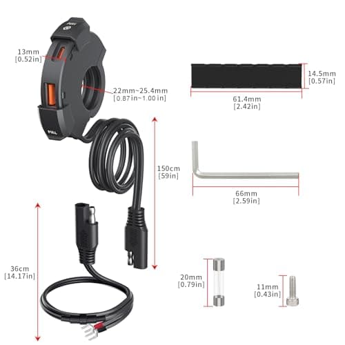 Thlevel USB Socket Motorcycle USB Charger Socket 12V USB C Motorbike 48W — view 2