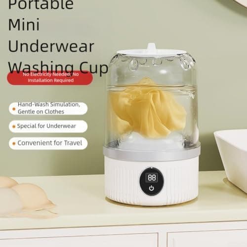Portable for mini Washing Machine USB Rechargeable for Socks Compact Travel Laundry Device ABS Plastic Underwear Cleaner Dual Mode for mini Washer 5min Quick 10min Deep Clean Cycle Hand-Wash(White) — view 5