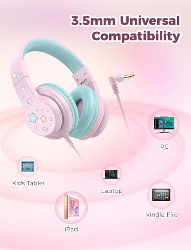 iClever HS19S Kids Headphones Wired 3.5mm, Childrens Headphones for Kids — view 5