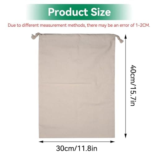 Cotton Laundry Bag, Washable Drawstring Laundry Pounch Stuff Bag Dirty Clothes Storage Bag for College Dorm Travel(30x40cm) — view 2