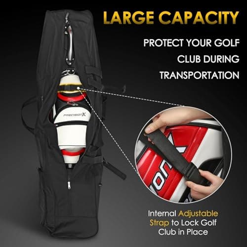 PERFBAGS Golf Travel Bags with Wheels, 1200D Heavy Duty Oxford Wear-Resistant with Extra Storage Bag, Lightweight & Portable Golf Club Travel Cover for Airlines Easy Storage，Black：Handle — view 2