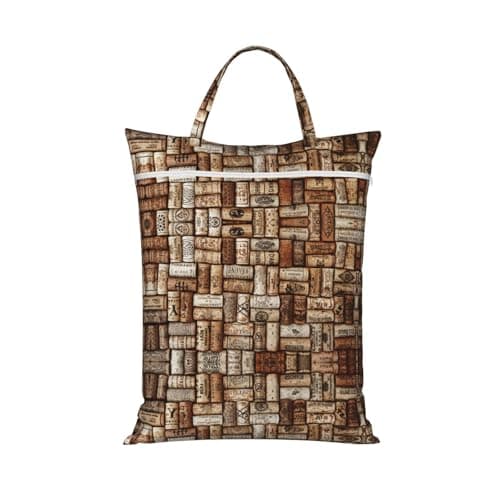 Wine cork Print Large Travel Laundry Bags,Washable Dirty Clothes Bags for Travel,Dry & Wet Use.