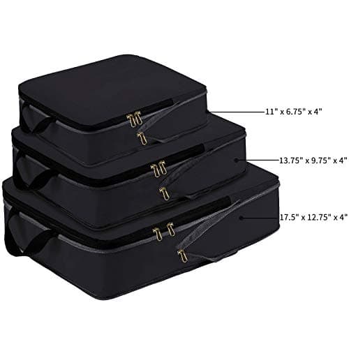 Eono Compression Packing Cubes, Luggage Organiser Set, Extensible Suitcase Organiser, Packing Organisers for Suitcases, Packing Cubes for Travel or Home Storage - Black, 3 Set — view 2