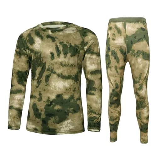 Generisch Men's Camo Outdoor Tight Breathable Sports Fleece Thermal Underwear Set, Army Green, XL — view 2