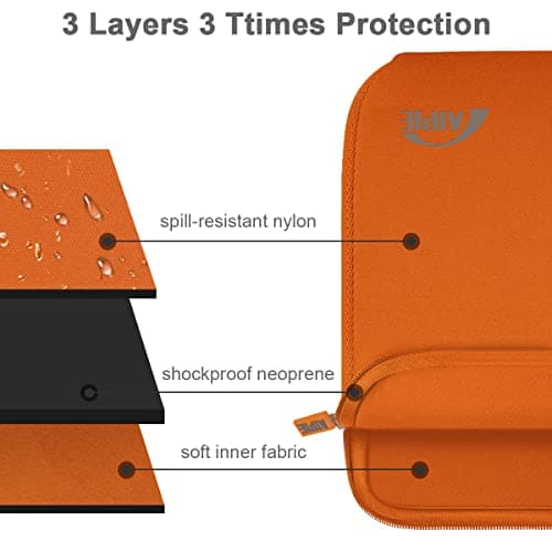 AIPIE Laptop Sleeve 13 13.3 13.6 Inches Compatible with MacBook Pro, MacBook Air M1 M2 Bump Absorb 12.6 x 8.9 x 0.8 Inch Chromebook Netbook Case for Surface ACER ASUS DELL HP DELL, Orange — view 5