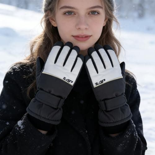 Andiker Ski Gloves Women, Warm Windproof Waterproof Thermal Glove with Thick Plush Lining Anti-Lost Buckle Non-Slip Palm Touchscreen Winter Gloves for Women Skiing Hiking Cycling (Black) — view 6