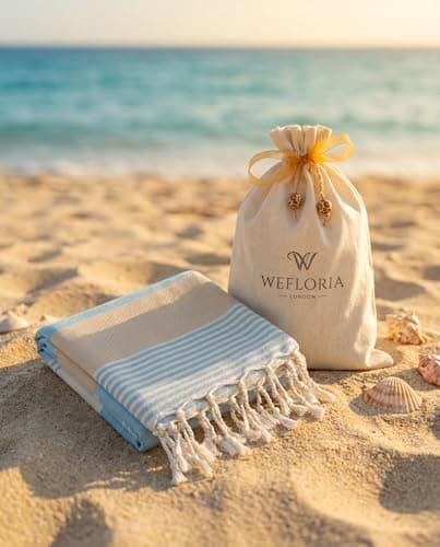 WEFLORIA Turkish Peshtemal Towel – Lightweight Quick Dry Beach & Spa Towel, Oversized Cotton Hammam Towel with Tassels – Travel, Pool, Bath, Sauna – Blue/Beige/Orange (orange)