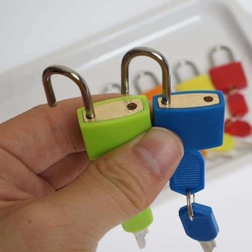 Lansonee 2 Pcs Luggage Lock with Key - Mini Padlock for Gym Locker, Suitcase, Backpack - Zinc Alloy Travel Locks (Blue & Green) — view 3