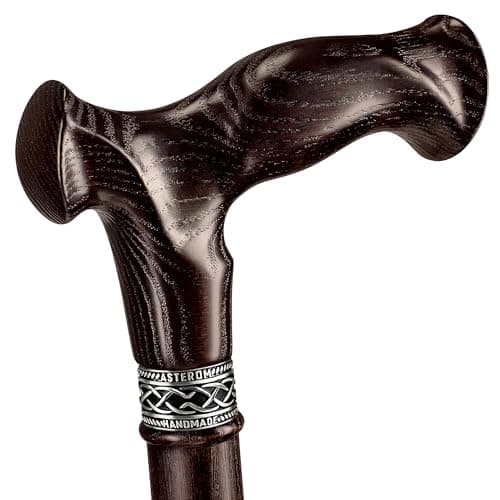 Asterom Walking Cane for Men & Women - Ergonomic, Handmade - Cool Walking Stick for Seniors, Stylish Wooden Canes (Walnut, 37 Inches) — view 2