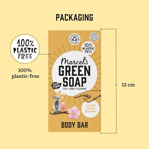 Marcel's Green Soap - Body Bar Vanilla & Cherryblossom - Saves 3 bottles of regular Shower Gel - 100% Eco friendly - 100% Vegan - 97% Biodegradable - 150 G — view 3