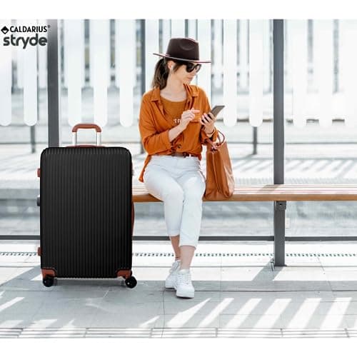 CALDARIUS Hardshell Luggage | Durable Suitcases | Lightweight & Secure with Combination Lock | Smooth 4 Dual Spinner Wheels | Ideal Travel Bag & Luggage Sets (Black, Large 28") — view 5