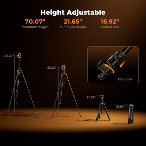 K&F CONCEPT 178cm/70" Compact Camera Tripod — view 5