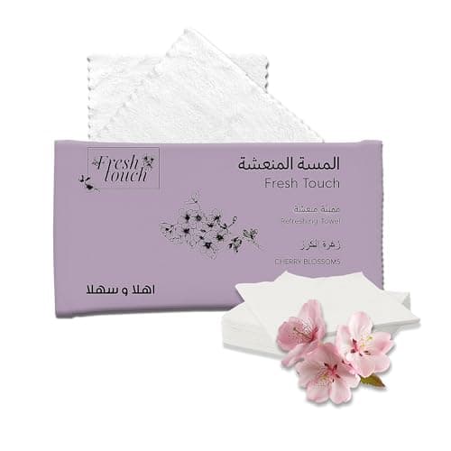 TB1 Products Luxury Towel Wipes 6 Pack – Cherry Blossom Scent – Large 25x25cm Disposable Towels – Individually Wrapped Soft Napkins for Face, Hands & Body – Hot or Cold Use for Travel & Events