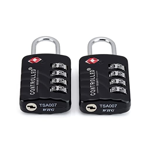 Controlled Security TSA Approved Luggage Locks - Pack of 2 - Black 4 Digit Combination Locks for Luggage, Backpacks & Lockers — view 3