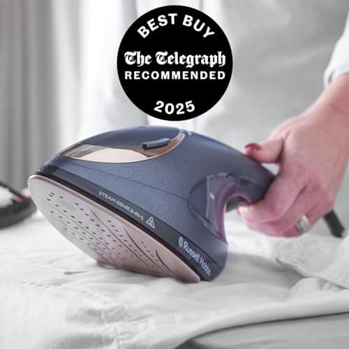 Russell Hobbs Steam Genie 2in1 Handheld Clothes Steamer with Ironing Option, Ready to Use in 1m, Power Indicator, 150ml Removable Tank, 3 Attachments, 10m Steam Time, 1400-1700W, 28370 — view 2
