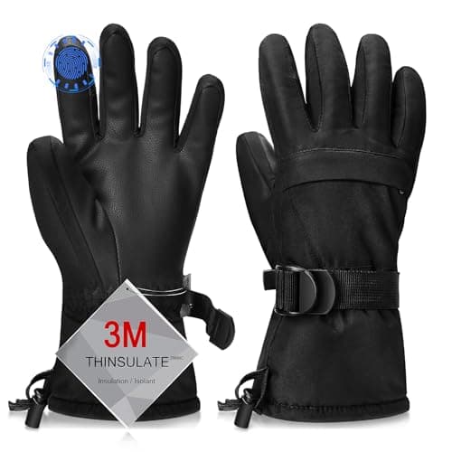 Odtmger Ski Gloves,Snow Gloves Waterproof Winter Warm Cold Weather Touchscreen Gloves for Parent& Child Kids Skiing,Snowboarding