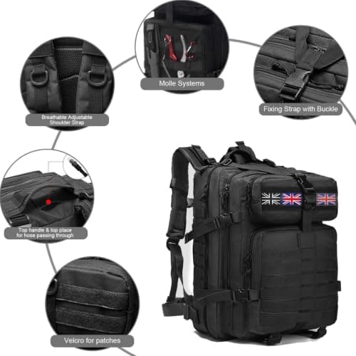HANWELL 45L Military Tactical Backpack with 3 Flag Patches, Day Bug Out Bag — view 4