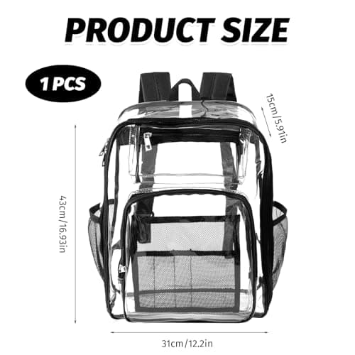 Wrbugukeji Clear Backpack, Transparent Daypack, PVC Waterproof See Through Rucksack See Through Crossbody Bag for Work Travel Concert Sports Unisex(43x31x15cm) — view 2