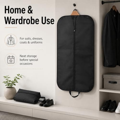 2PCS Black Suit Bag Set, Dress Cover, Garment Covers for Travel Storage — view 5
