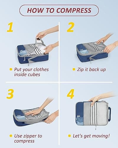 BAGSMART 6pcs Compression Travel Packing Cubes for Suitcases Backpack — view 5