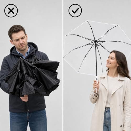 4pcs Clear Umbrella for Weddings & Commuting, Auto Open Close Transparent Umbrella with 8 Reinforced Ribs, Compact Windproof Folding Umbrella for Women & Men – Travel, Parties, Photoshoot Props — view 5