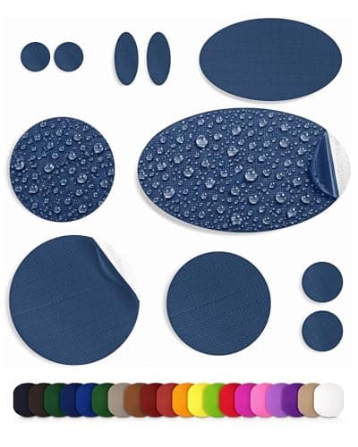 aZengear Self-Adhesive Repair Patches (30+ Colours) for Down Jackets, Puffer Coats, Tents, Upholstery - Waterproof, Tear-Cold-Heat-Resistant Nylon Polyester Fabric (11 Pcs, Dark Navy)