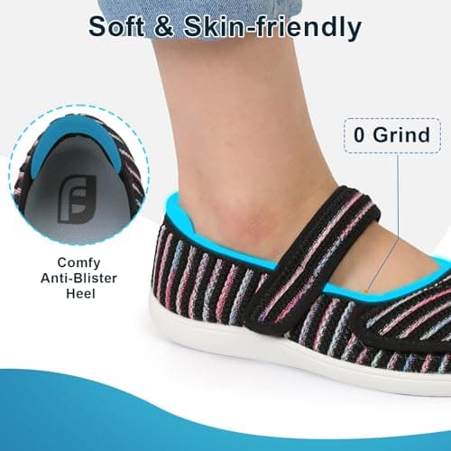 JOINFREE Womens Walking Shoes for Swollen Feet Wide Fit Color Black — view 6