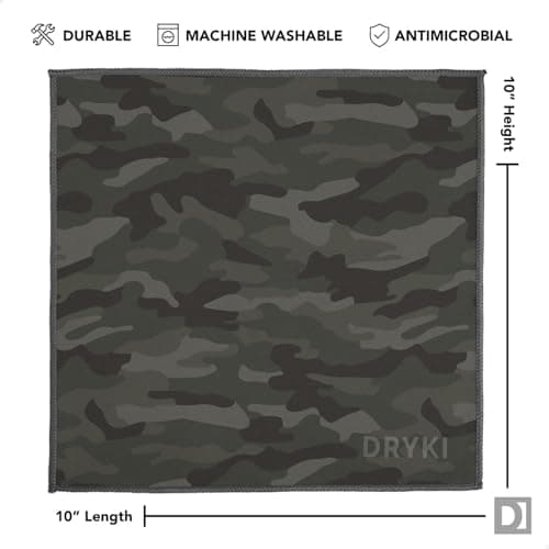 DRYKI Sweat Absorbing Handkerchiefs - The Original Sport Microfiber Hankies for Wicking Sweat from Hands, Face, Body (Moss Camo, 5 Pack) — view 5