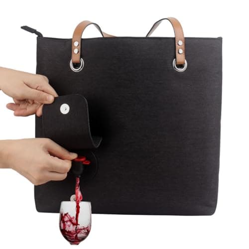 RZJZGZ Wine Tote with Drink Dispenser,Wine Cooler Bag Shoulder Bag,Black — view 6