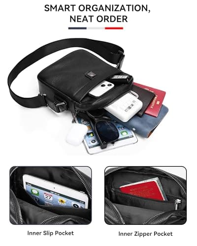 Leathario Mens Shoulder Bag, Genuine Leather Man Bags for Men — view 5