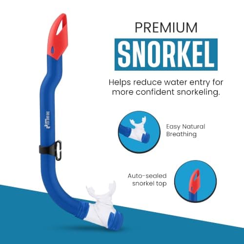Two Bare Feet Snorkel and Mask PVC Diving Set – (Kids) Snorkeling Gear with Anti-Leak Design, Comfortable Fit, Clear Vision Lens, and Adjustable Straps for Diving, Swimming & Watersports (Blue) — view 4