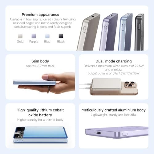 Xiaomi Super Slim Magnetic Power Bank 5000mAh, MagSafe Charger, Gold — view 2