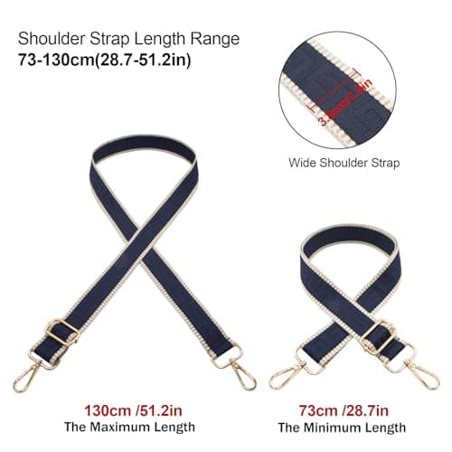 Long Keeper Wide Bag Strap - Adjustable Replacement Shoulder Strap Handbag Shoulder Bag Strap Guitar Style Cross Body Strap for Purse Shoulder Bag Long Bag (Navy Blue) — view 2