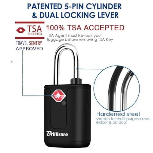 4 Pack TSA Approved Luggage Locks with Keys, Travel Padlock, Solid Waterproof Keyed Suitcase Lock Unbreakable, Outdoor Lock for Lockers, Bags, Backpack, Gym, Gate, Anti Theft-Black — view 3