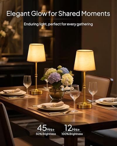 EppieBasic Rechargeable Cordless Table Lamp, Linen Shade, 2700K Dimmable — view 2