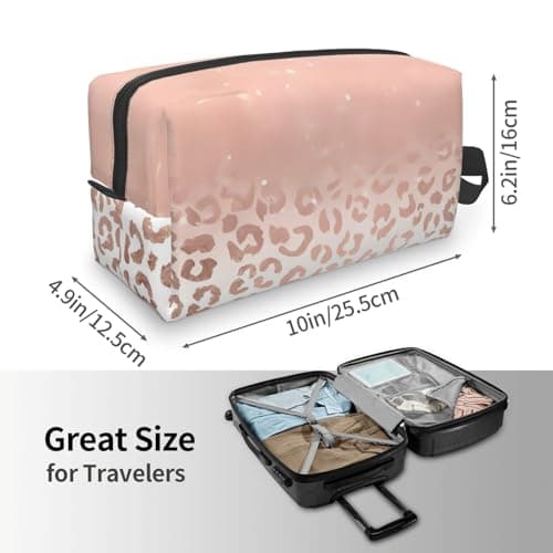 JaoXer Large Travel Cosmetic Bag – Reusable rose gold glitter Print Dopp Kit for Toiletries, Portable Organizer for Men and Women — view 4