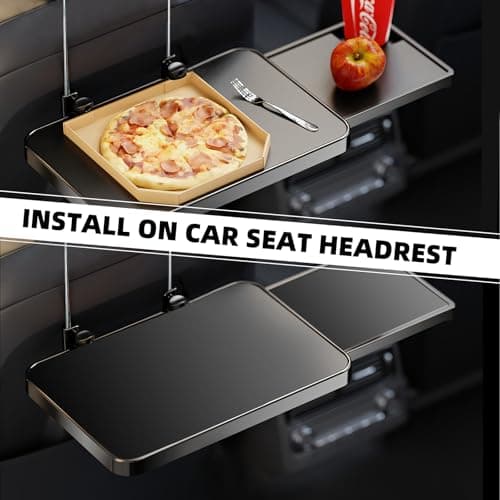 Car Steering Wheel Table - Multi-function Car Table for Laptop, Car Travel Accessories for Long Trips, Vehicle Seat Backseat Headrest Table Desk for Food Cup Holder, Car Tray Table for Kids Adults — view 6