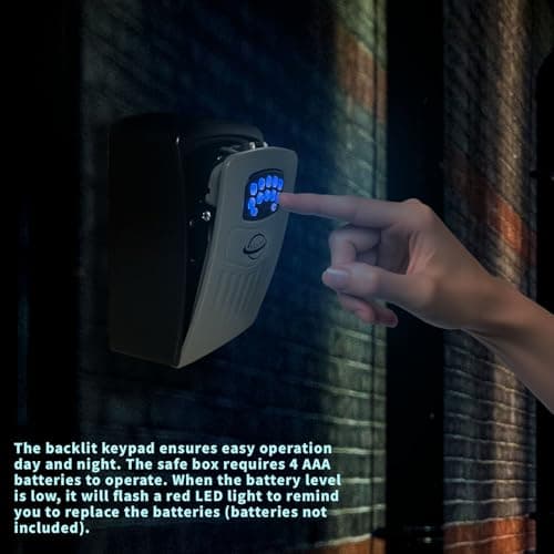 SISAV Security Key Lock Box Instant Remote Access Via Bluetooth/Code/App Resettable Set Your Own Combination 6 Digit Storage Smart Lock Box No WiFi Wall Mounted 5 Key Large Capacity,Grey — view 4